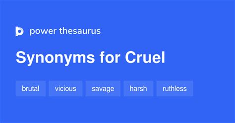 Cruel synonym - CRUEL meaning: 1. extremely unkind and unpleasant and causing pain to people or animals intentionally: 2. causing…. Learn more.